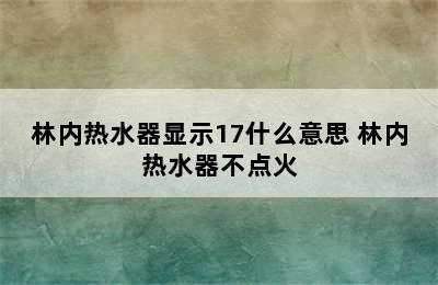 林内热水器显示17什么意思 林内热水器不点火